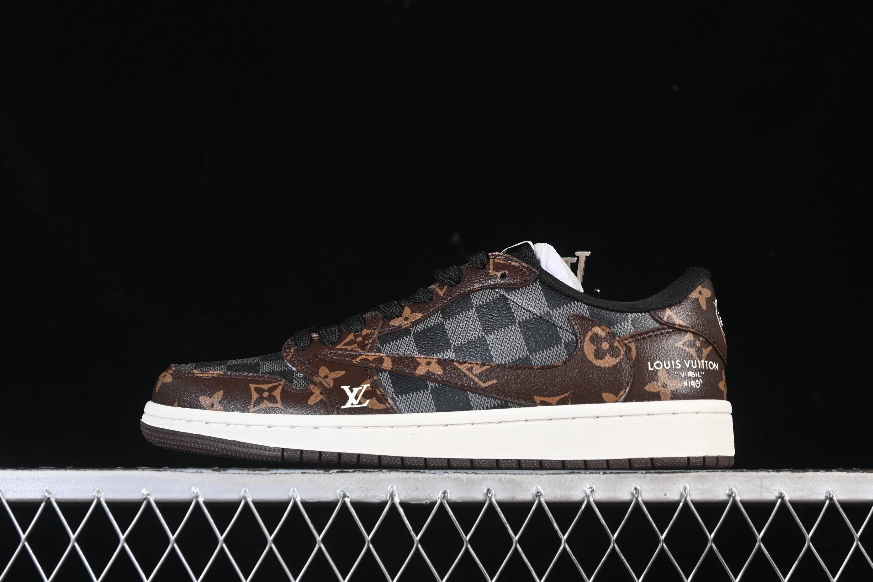 All categories Air Jordan Jordan series basketball shoes Air Jordan 1 Low High-end customized low-top sneakers Travis Scott x Fragment Design x Air Jordan 1 Low OG SP AJ1 Joe 1 LV joint brown and gray plaid low-top cultural and casual sneakers SC0601-051